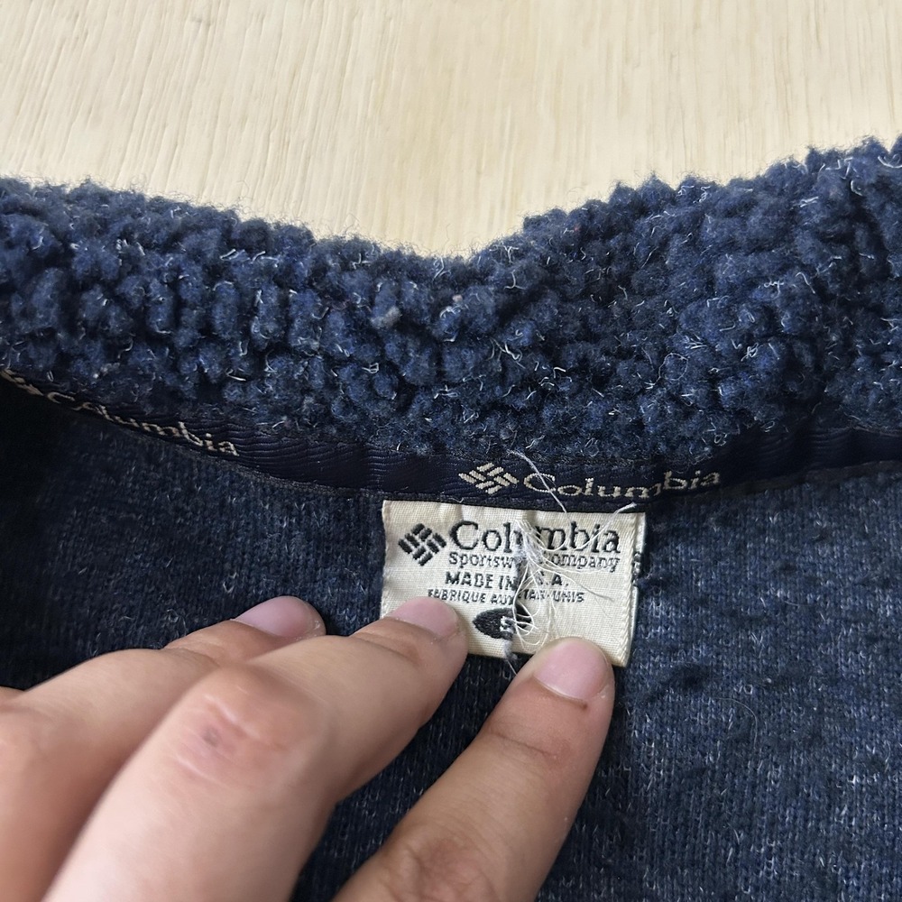 Vintage Columbia Sweater Mens Small Blue 1/4 Zip Mock Neck Pullover Made In USA - Picture 3 of 8